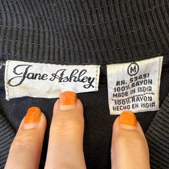 Jane Ashley | VTG Jewel Tone Fall Floral Puff Paint Bomber Oversized Coat Jacket - Picture 10 of 16